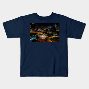 Light Trails at Melbourne Docklands, Victoria, Australia Kids T-Shirt